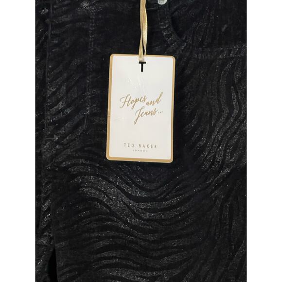 Ted Baker London Dehbra Zebra Printed Skinny Jeans Black Velvet 28 x 28 NEW - Picture 4 of 12